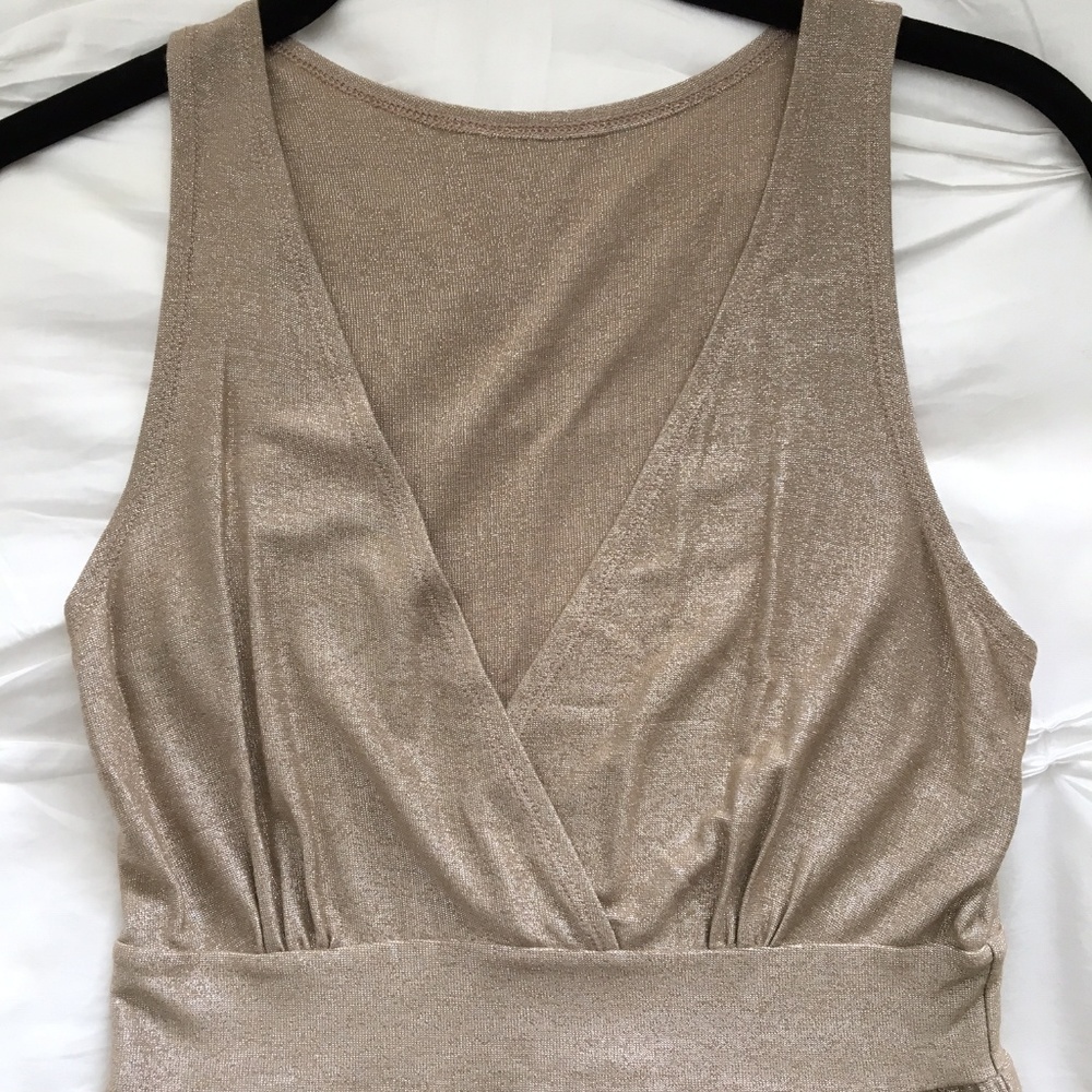 Gold Sleeveless Metallic Silk Top